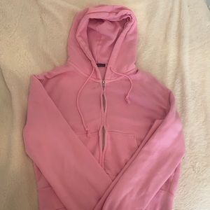 Pink cropped brandy zip up